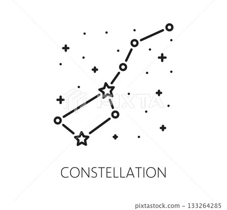 Space star constellation and galaxy line icon. Cosmos travel lineart vector sign, space flight thin line symbol. Galaxy outerspace exploration linear pictogram or astronomy research outline icon Space star constellation and galaxy line icon. Cosmos travel lineart vector sign, space flight thin line symbol. Galaxy outerspace exploration linear pictogram or astronomy research outline icon 133264285