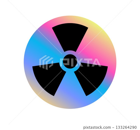 Radioactivity symbol hologram retro Y2K sticker or symbol. Reflective hologram vintage tag, gradient iridescent 60s Y2K vector label. Glossy foil retro patch or sticker with radioactive material sign Radioactivity symbol hologram retro Y2K sticker or symbol. Reflective hologram vintage tag, gradient iridescent 60s Y2K vector label. Glossy foil retro patch or sticker with radioactive material sign 133264290