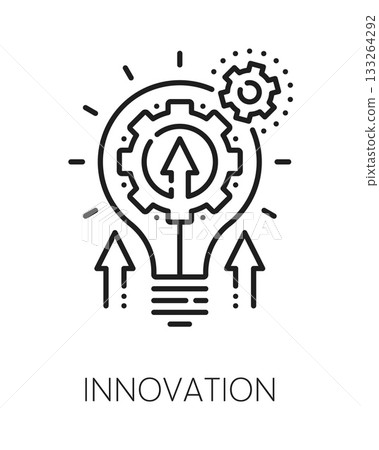 Innovation ESG line icon or emblem. Company ESG development lineart vector pictogram, responsible social governance symbol. Sustainable environmental technology icon with idea bulb lamp, cogwheel Innovation ESG line icon or emblem. Company ESG development lineart vector pictogram, responsible social governance symbol. Sustainable environmental technology icon with idea bulb lamp, cogwheel 133264292