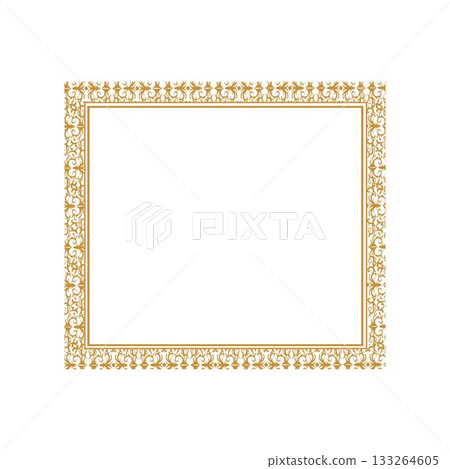 antique gold frame golden Golden Rectangle Certificate Border Pattern Line Photo Frame Islamic Wedding Invitation Background 133264605