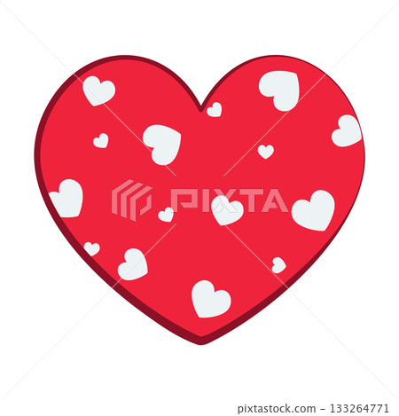 red heart with hearts pattern 133264771