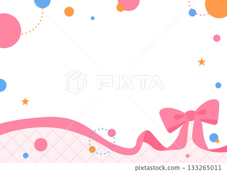 Ribbon decoration frame, circular object, pop design Ribbon decoration frame, circular object, pop design 133265011