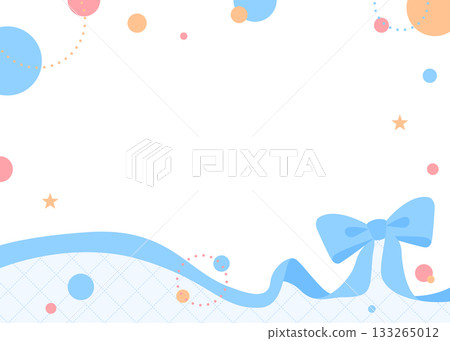 Ribbon decoration frame, circular object, pop design 133265012
