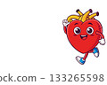 A healthy, cheerful, and energetic heart goes for a morning jog 133265598