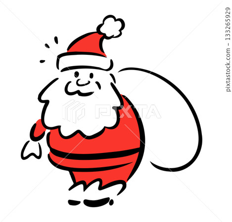 Hand Drawn of Santa Carrying Christmas Sack Hand Drawn of Santa Carrying Christmas Sack 133265929