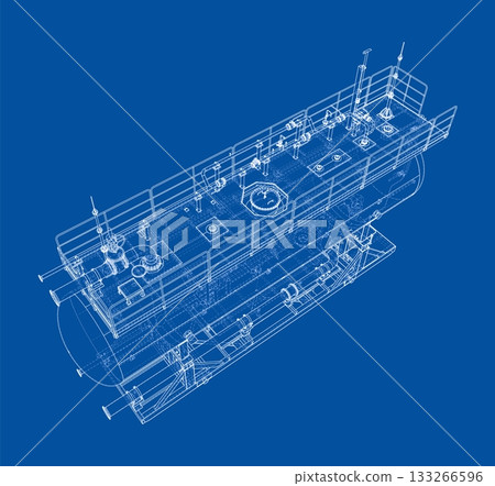 Detailed Blueprint of Industrial Equipment. Vector Detailed Blueprint of Industrial Equipment. Vector 133266596