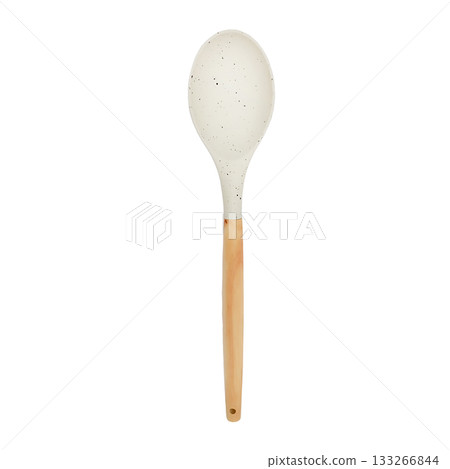 Silicone kitchen spatula with wooden handle isolated on white background Silicone kitchen spatula with wooden handle isolated on white background 133266844
