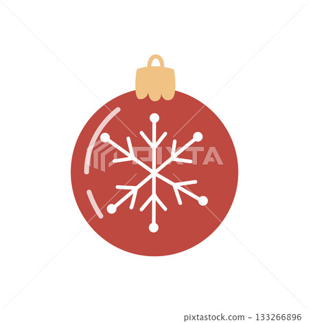 Red Christmas bauble with snowflake festive holiday vector illustration 133266896