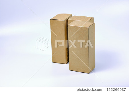 Several rectangles Cardboard boxes for Parcel Delivery isolated on white background. Several rectangles Cardboard boxes for Parcel Delivery isolated on white background. 133266987