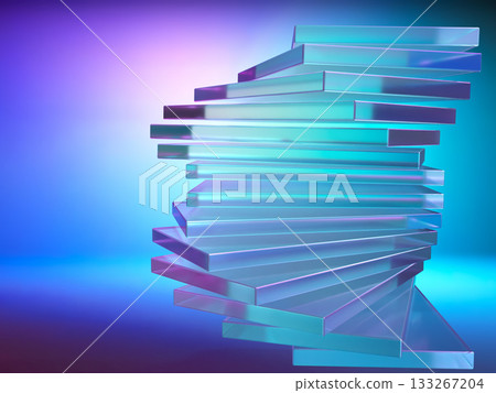 3D illustration of overlapping crystal glass 3D illustration of overlapping crystal glass 133267204