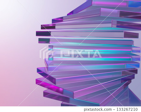 重疊水晶玻璃的立體插圖 133267210