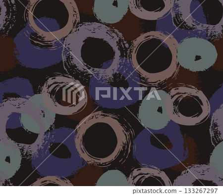 Bold Grunge Circle Brush Strokes Vector Seamless Pattern Background for Modern Graphic Design Artwork 133267297