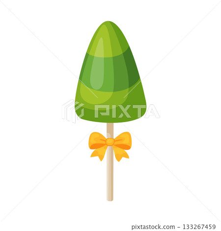 layered green conical lollipop Christmas tree Colorful flat style. layered green conical lollipop Christmas tree Colorful flat style. 133267459