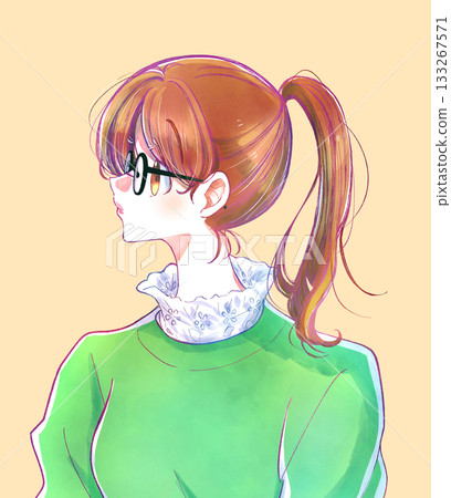 戴眼鏡的馬尾女 戴眼鏡的馬尾女 133267571