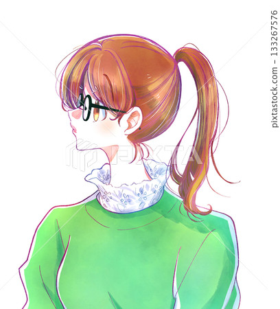 戴眼鏡的馬尾女 戴眼鏡的馬尾女 133267576