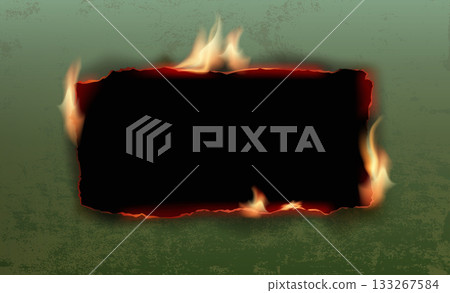 Burnt and smoldering metal edges effect. 133267584