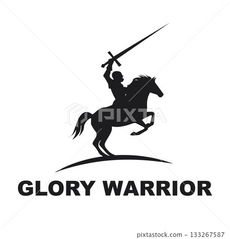Brave warrior riding horse 133267587