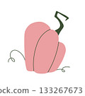 Cute pink pumpkin. Simple autumn season illustration. Perfect for autumn decor, seasonal branding, Thanksgiving designs, stickers, prints, and scrapbooking. Vector flat illustration. 133267673
