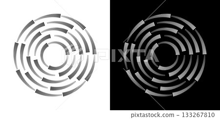 Circular Barcode Pattern Icon Set. Data Encoding, Information, And Technology Symbol Collection. Abstract Geometric Design. Isolated Vector Illustration Circular Barcode Pattern Icon Set. Data Encoding, Information, And Technology Symbol Collection. Abstract Geometric Design. Isolated Vector Illustration 133267810