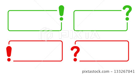 Exclamation And Question Mark Frame Border Set. Communication, Inquiry, And Alert Symbol Collection. Dialogue And Messaging Interface Design. Isolated Vector Illustration 133267841