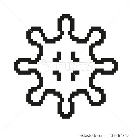 Virus Structure Pixel Art Icon. Microbial Pathogen, Infection, And Disease Representation Symbol. Medical And Biological Illustration. Isolated Vector Illustration 133267842