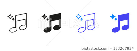 Musical Note With Sparkles Line And Solid Icon Set. Melody, Sound, And Music Appreciation Outline And Silhouette Symbol Collection. Audio And Entertainment Theme. Isolated Vector Illustration Musical Note With Sparkles Line And Solid Icon Set. Melody, Sound, And Music Appreciation Outline And Silhouette Symbol Collection. Audio And Entertainment Theme. Isolated Vector Illustration 133267934
