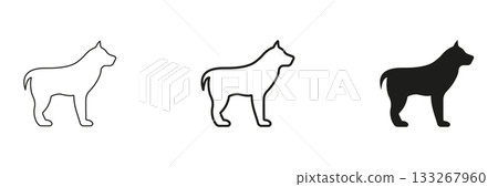Dog Silhouette Line And Solid Icon Set. Canine Outline And Silhouette Symbol Collection. Pet, Animal, And Wildlife. Isolated Vector Illustration 133267960