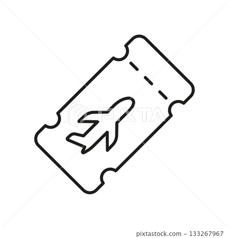Airplane Ticket Line Icon. Air Travel, Flight Booking, And Airline Ticketing Outline Symbol. Travel And Tourism Concept. Editable Stroke. Isolated Vector Illustration 133267967