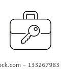 Briefcase With Key Line Icon. Secure Business Access, Confidentiality, And Data Protection Outline Symbol. Security And Privacy. Editable Stroke. Isolated Vector Illustration 133267983