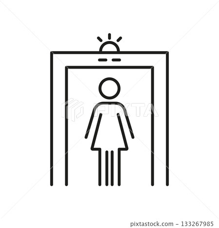 Security Checkpoint With Female Figure Line Icon. Airport Screening, Metal Detector, And Security Alert Outline Symbol. Safety Inspection Process. Editable Stroke. Isolated Vector Illustration 133267985