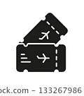 Airplane Tickets Solid Icon. Travel Booking, Flight Reservation, And Airline Ticketing Silhouette Symbol. Aviation Journey Planning. Isolated Vector Illustration 133267986