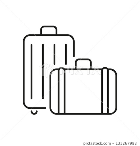 Luggage Set Line Icon. Travel And Vacation Packing Outline Symbol. Suitcase And Bag For Journey And Business Trip. Editable Stroke. Isolated Vector Illustration 133267988