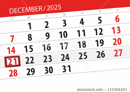 Calendar 2025, deadline, day, month, page, organizer, date, December, sunday, number 21 Calendar 2025, deadline, day, month, page, organizer, date, December, sunday, number 21 133268263