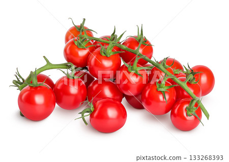 Cherry tomato bunch closeup isolated on white background Cherry tomato bunch closeup isolated on white background 133268393