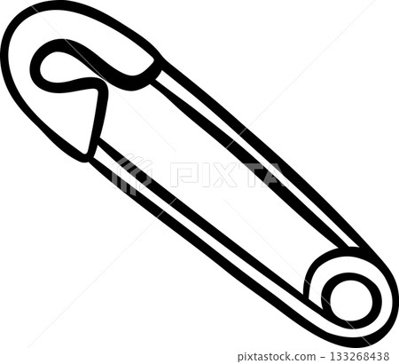 Doodle style illustration of a classic closed pin for embroidery, simple black and white sketch icon. Hand-drawn knitting accessory perfect for sewing and craft themes Doodle style illustration of a classic closed pin for embroidery, simple black and white sketch icon. Hand-drawn knitting accessory perfect for sewing and craft themes 133268438