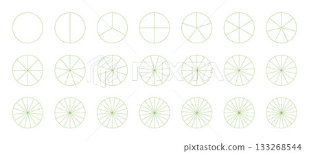 Pie chart templates. Segmented charts. Sectors divide the circle on equal parts. Coaching blank. Diagram wheel parts from 1 to 21. Pizza, pie charts set. Outline green graphics. Segments infographic. Pie chart templates. Segmented charts. Sectors divide the circle on equal parts. Coaching blank. Diagram wheel parts from 1 to 21. Pizza, pie charts set. Outline green graphics. Segments infographic. 133268544