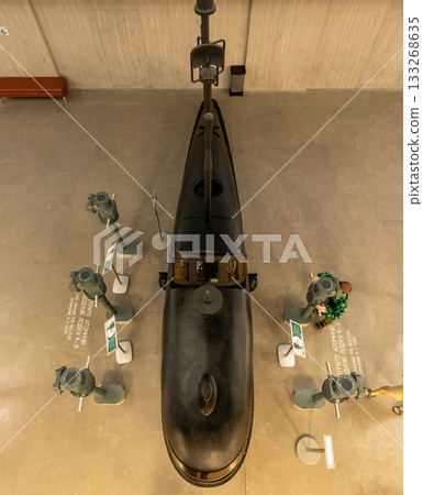 Nuclear submarine, an exhibit in the museum of the ATOM pavilion. Exhibition forum Russia 2025 Nuclear submarine, an exhibit in the museum of the ATOM pavilion. Exhibition forum Russia 2025 133268635