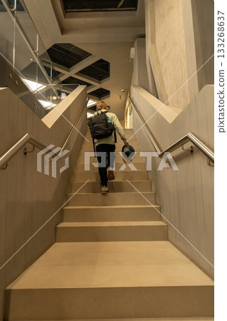 The boy goes up the stairs 133268637