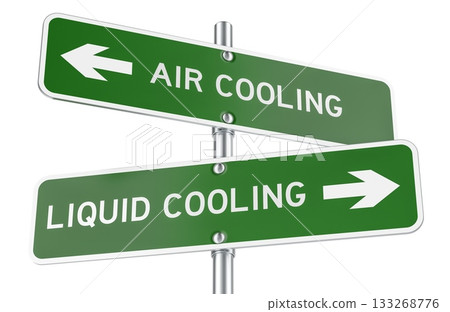 Air cooling and liquid cooling wooden sign hanging on chain. 3D rendering Air cooling and liquid cooling wooden sign hanging on chain. 3D rendering 133268776