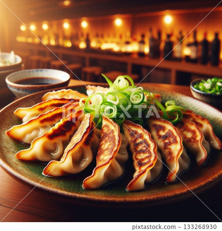 Photogenic food! Hida gyoza, a bird's-eye view of dinner set meal! Background Izakaya, stylish cuisine 133268930