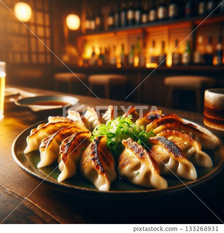 上鏡美食！飛驒煎餃，套餐俯拍視角！背景是居酒屋，時尚料理 133268931