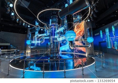 Atomic Energy Pavilion at VDNKh. Modern Atomic Industry. Exposition - model of a water-water reactor in the ATOM pavilion. Moscow city 133269054