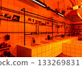 Laboratory room for tests in red 133269831