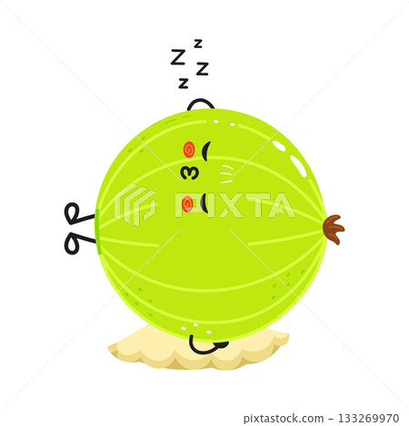 Cute gooseberry character sleeping resting on pillow Cute gooseberry character sleeping resting on pillow 133269970