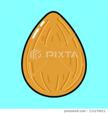 Almond nut health food icon flat design illustration 133270021