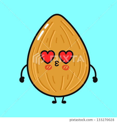 Cute almond character sending heart-eyed kiss Cute almond character sending heart-eyed kiss 133270028