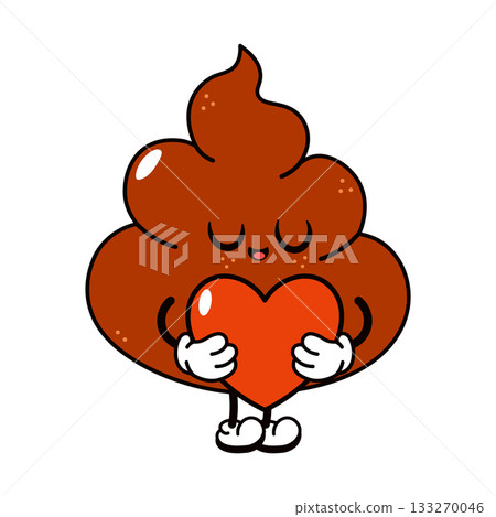 Cute poop emoji character holding heart illustration Cute poop emoji character holding heart illustration 133270046