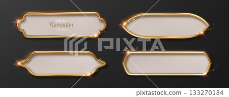 Ramadan border. luxury golden arabic islamic frame set. Traditional arabians design elements 133270184