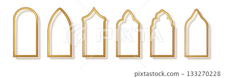 Islamic decorative golden frame set, perfect for Muslim holiday designs. 133270228