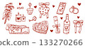 Whimsical Valentine doodle set. perfect for greeting cards, romantic design, or party invitations 133270266